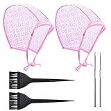 2 Set Hervorhebung Kappe, Haarefärben Zubehör mit Haarfärbepinsel und Metall Haken für Salon-und Heimgebrauch Haarfärbemittel