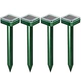 LEIPING 4X Solar-Maulwurfschreck, Ultraschall-Mausvertreiber, Solar-Mückenabwehr, wasserdicht, solarbetriebene Maulwurfabwehr für Wühlmausschutz, Gopher, Serpent-Green