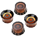 YARNOW 4 Stück Gitarren Lautstärkeregler Kunststoff Knöpfe mit Schwarzem Rand 12 Kant Ersatz für Potentiometer Zubehör für E Gitarre und Bass