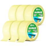 V1 TRADE Kreppband 50 mm x 50 m - 6 Stück - Universal Malerkrepp Hilfreich beim Malen - Leicht Abnehmbar Abklebeband - Malerband Wasserdicht - Klebeband Gelb (1, 6 stück)