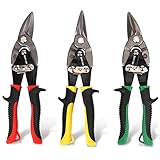 Hurricane 3 tlg. Blechscheren Set Aviation Serie, Durchlaufblechschere Metallschere, Linker Rechter und Gerader Schnitt Blech Schneiden, Cr-V Stahlblechschere, 3 Stück