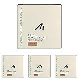 Manhattan 2 In 1 Perfect Teint Powder & Makeup, No 21 Sunbeige, 1 Stück (1 x 9g) (Packung mit 4)