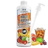 C.P. Sports Getränkesirup MULTIFRUCHT für Mineraldrink I VITAMINE + ZUCKERFREI* I Getränkekonzentrat Sirup 1:80 zum Mixen mit Wasser für Vital-Drink Sport-Getränk I 1 Liter + Pumpspender