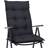 DETEX® Stuhlauflage 6er Set für Hochlehner Gartenstuhl 122x48cm Anthrazit Atmungsaktiv 10cm Dick Stuhlkissen Polsterauflage Sitzauflage Waschbar