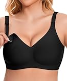 QooNoo Still BH Ohne Bügel Schwangerschafts Still-BH BH Damen BHS Große Brüste BHS Schlaf Gepolstert (Schwarz,3XL)