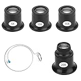 OMIGA 4 Stück Uhrmacherlupe 35x/10x/15x/20x Juwelierlupe Okular mit Lupe Stahlring Uhrmacher Auge Klein und Leicht Ermöglicht es Ihnen Objekte Klar und Einfach zu Identifizieren und Sehen (Schwarz)