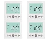 SM-PC®, 4x Set Digital Thermostat Raumthermostat Fußbodenheizung Wandheizung LED weiß #4x a31