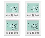 SM-PC®, 4x Set Digital Thermostat Raumthermostat Fußbodenheizung Wandheizung LED weiß #4x a31