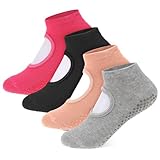 JIYIN 4 Paare Yoga Socken Damen，Pilates Socken Damen Rutschfeste Socken Damen Yogasocken Gymnastik socken für Pilates Yoga Barre Fitness
