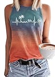 Sun Salt Sand Strand-Tanktop für Damen, Sommer, Hawaii-Grafik, ärmelloses T-Shirt, lässig, Urlaub, Reisen, Camis, Dunkelgrau, Größe 1 M, Mehrfarbig1, S