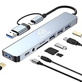 USB-C-Hub, 8-in-1, USB-C-Adapter mit 3 USB 3.0 + 1 Typ C, PD-Aufladung 100 W, Audio 3,5 mm, SD/TF, USB C Multiport-Hub für Laptops, kompatibel mit Tablet, MacBook Air/Pro, iPad, iPhone Android
