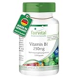 Fairvital | Vitamin B1(Thiamin) 250mg - 120 Kapseln - qualitätsgeprüft und hochdosiert - 100% vegan - Made in Germany