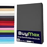 Buymax Spannbettlaken 70x140cm Baumwolle 100% Kinderbett Spannbetttuch Baby Bettlaken Jersey, Matratzenhöhe bis 15 cm, Farbe Anthrazit