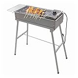 Tragbarer BBQ-Grill, Elektro- und Holzkohlegrill, großer BBQ-Grill aus Zinklegierung, rauchfreier Holzkohlegrill für drinnen und draußen mit starken Beinen, 2800 W, 24,4