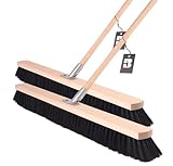 BAUSTER® Straßenbesen 2er Set – 700 mm + Stiel 120cm Besen mit Holzstiel & weichen Borsten – Außenbesen für Hof, Werkstatt & Garage – Kehrbesen für feinen Schmutz