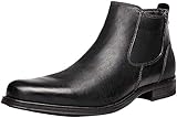 ANUFER Herren Echtes Leder Chelsea-Stiefel Stilvoll Jahrgang Seitlicher Reißverschluss Stiefeletten Formal Abendschuhe Schwarz SN01905 EU42