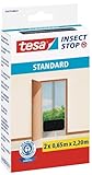 tesa Insect Stop STANDARD Fliegengitter für Türen - 2-tlg Insektenschutz Tür mit Klettband - Fliegen Netz ohne Bohren - Anthrazit, 2 x 65 cm x 220 cm