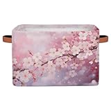 Mexpekil Aufbewahrungsboxen für Regale mit Griff, zusammenklappbare Würfel, Aufbewahrungskörbe, rosa Kirschblumen, Stoff, Regalkörbe, Spielzeug-Aufbewahrung, Organizer für Zuhause, Kinderzimmer, 1