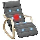 HOMCOM Schaukelstuhl Schaukelsessel mit Massagefunktion, Heizung, Kopfstütze, Fußstütze, Sessel, Relaxsessel mit Samtoptik, Lesesessel, Schwingsessel für Wohnzimmer, Schlafzimmer, Grau