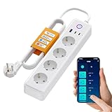 MIUCDA Smart WLAN Steckdosenleiste mit 4 Steckdosen 10A, 1 USB und 2 Type-C Anschlüsse Mehrfachsteckdose einzeln schaltbar kompatibel mit Alexa, Google Assistant, Smart Life, Tuya Fernzugriff, 1,5M