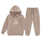 Weihnachten Jogginganzug Mädchen Trainingsanzug Sportanzug 3 Teilig Einfarbig Freizeitanzug Kapuzenpullover Sport Jogging Anzug Reißverschluss Sweatjacke Kinder 134 Pink Jogginghose 134/140 158/164