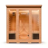 di volio Infrarotsauna Loimaa IV, Infrarotkabine für 4 Personen, aus Holz, Vollspektrumstrahler, LED-Farblichttherapie & Ionisator, 190x180x120 cm, (4-Personen)