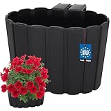 KOTARBAU® Blumentöpf zum Aufhängen Kunststoff Blumentopf 20 x 14 cm H: 13 cm Anthrazit Balkonblumentopf für Balustrade mit Hängebügel Blumenkasten Pflanzkübel Hängeblumentöpfe Hängetopf für Balkon