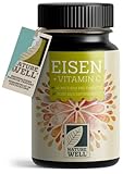 Eisentabletten hochdosiert 180x mit 40 mg Eisen + Vitamin C (40mg) aus Hagebutten - Eisentabletten VEGAN mit bioverfügbarem Eisen, hochdosiert aus Eisenbisglycinat - laborgeprüft mit Zertifikat