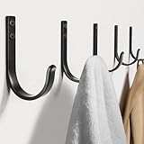 Josmimic Garderobenhaken Handtuchhaken und Haken für Wand - Bohren Wandhaken, Kleiderhaken, Schlüsselhaken für Zahnputzbecher, Bad, WC, 5 Stück, Schwarz, Mit Schrauben