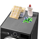 yeeplant Unterlegmatte für Waschmaschine und Trockner, Silikon-Schutz mit rutschfestem Griff, Waschküchen-Ablageschale, 60 x 60 cm, Grau, für Geräteschutz und Organisation