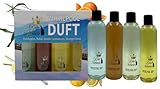 Dufte Momente Whirlpoolduft 4 x 250ml - Eukalyptus, Kokos-Vanille, Lemongras, Orange-Citrus - das exklusive Set in attraktiver Umverpackung