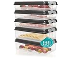 Hausfelder Aufschnittboxen für Wurst und Käse 3x1,5L + 2x2,3L + 5x Deckel, Kühlschrank Organizer, stapelbare Aufschnittdosen, Wurstdosen Käsedosen Set mit Deckel