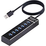 7-Port USB Hub 3.0 mit 120cm Kabel, USB C HUB Multiport Adapter mit 5V 3A Type-C Multiport Adapter Splitter Kompatibel mit iPhone 17/16 MacBook iPad Surface für PC Laptop MacBook U-Disk Maus