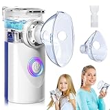 BIAOQINBO Inhalationsgerät mit USB-Ladefunktion, Inhaliergeräte für Erwachsene Kinder, Tragbar Vernebler Set, Ultra Leise Einstellbare Zerstäubungsgeschwindigkeit & Selbstreinigungsfunktion (Blau)