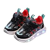 Kinder-Sneaker, LED-geladen, atmungsaktiv, weiche Sohle, Riemen, Kollisionsfarbe, für 1 bis 6 Jahre, Kleinkindschuhe, Größe 45, Schwarz , 22 EU
