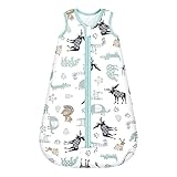 Mosebears Baby Schlafsack Winter 2.5 Tog,100% Baumwolle Baby Winterschlafsack für Babys 0-24 Monate(Blau-Zoo,6-12 Monate)