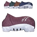 RL24 - Regen- & Fliegendecke 600D IRHSuper-Dry von Imperial Riding – Pferdedecke mit Mesh, Bauchklappe & Schweifklappe – atmungsaktive Regendecke für Pferde in Bordeaux – Größe 135cm