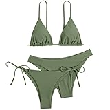 NHNKB Damen Mini Bikini Sexy Badeanzug BH Sling Bodysuit Frauen 3-teiliges Bandeau-Verband-Bikini-Set Push-Up-brasilianische Badebekleidung Beachwear-Badeanzug Sexy Bikiniwear (AG, S)