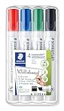 STAEDTLER Whiteboard Marker Lumocolor, trocken und rückstandsfrei abwischbar, Keilspitze ca. 2 oder 5 mm, hohe Qualität Made in Germany, Set mit 4 Farben, 351 B WP4