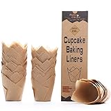 Bake Choice 200 Stück muffinförmchen papier Tulpen-Cupcake-Einlagen zum Backen von Tassen, ungebleichtes EU-Pergamentpapier, muffinform papier für Party, Weihnachten