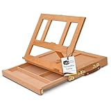 Artina Tischstaffelei Holz Stabiles Malbrett mit Aufbewahrung Colmar – Verstellbares Zeichenbrett zum Malen & Zeichnen Rutschfeste Tischstaffelei im Koffer Staffelei Tisch