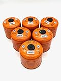 SMH LINE® 6x 500g Butan Schraubkartusche Universalgewinde 7/16 Gaskartuschen Ventilkartusche EN 417 Gewinde Ventil Bunsenbrenner Propan Mix Campingkocher Gaskocher Gasheizung Lötbrenner Orange