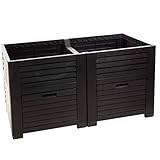 Hochbeet Garten XL, Hochbeete Kunststoff in Holzoptik mit 2 Staufächern für Gartenutensilien, 400 Liter Kräuterbeet für Garten, Terrase, Balkon, 150x76x78 cm, Farbe: anthrazit, Made in EU