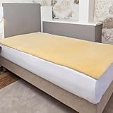 Lammfell Bettauflage, Unterbett, Matratzenauflage 90 x 200 cm. LANABEST Premium Qualität. Echt Merino Schadstoffarm, Öko-Tex., medizinische Gerbung, 30° waschbar.