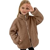 Teddyjacke MäDchen Fleecejacke Weichem Warme Dicke Freizeit Winterjacke Einfarbig ReißVerschluss Wintermantel Mit Taschen Kinder PlüSchjacke Outdoorjacke