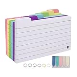 Farbige Karteikarten - 300 Notizkarten für Schüler | Schwergewichts -Flash -Karte mit Aufklebern für Schulstudien, Rezeptschreiben, Haushaltserinnerungen, Prüfungsvorbereitung, Klassenzimmerlernen