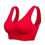 Boolavard Comfort BH - Seamless - Bustier BH - Freizeit und Sport BH, Sporttop, Nahtlos, Form Bustier Top ohne Bügel, Ahh Bra Wohlfühl (L, Rot)
