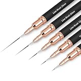 Nagelkunstpinsel, 5 Stück Nagelkunst Liner Pinsel, Malerei Kunst Design Pinselset Nagelpunktier-Zeichenwerkzeug für lange Linien, dünne Details, feines Zeichnen in den Größen 6/9/12/15/18 mm, Schwarz