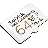 SanDisk MAX ENDURANCE Video Monitoring for Dashcams & Home Monitoring 64 GB microSDXC Memory Card + SD Adaptor 30,000 Hours Endurance , White