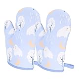 FUNOMOCYA 2 Stück Ofenhandschuhe Hitzebeständige Mikrowellen und Backhandschuhe Süße Polarbaer Designs Sicheres Kochen und Backen für Leicht zu Reinigen und Aufzubewahren